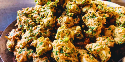 Chaya, chive and cheese fritters